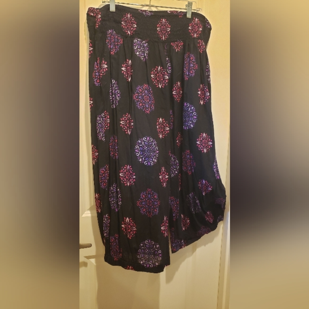 Aller Simplement Floral Black and Purple Womens Split Skirt